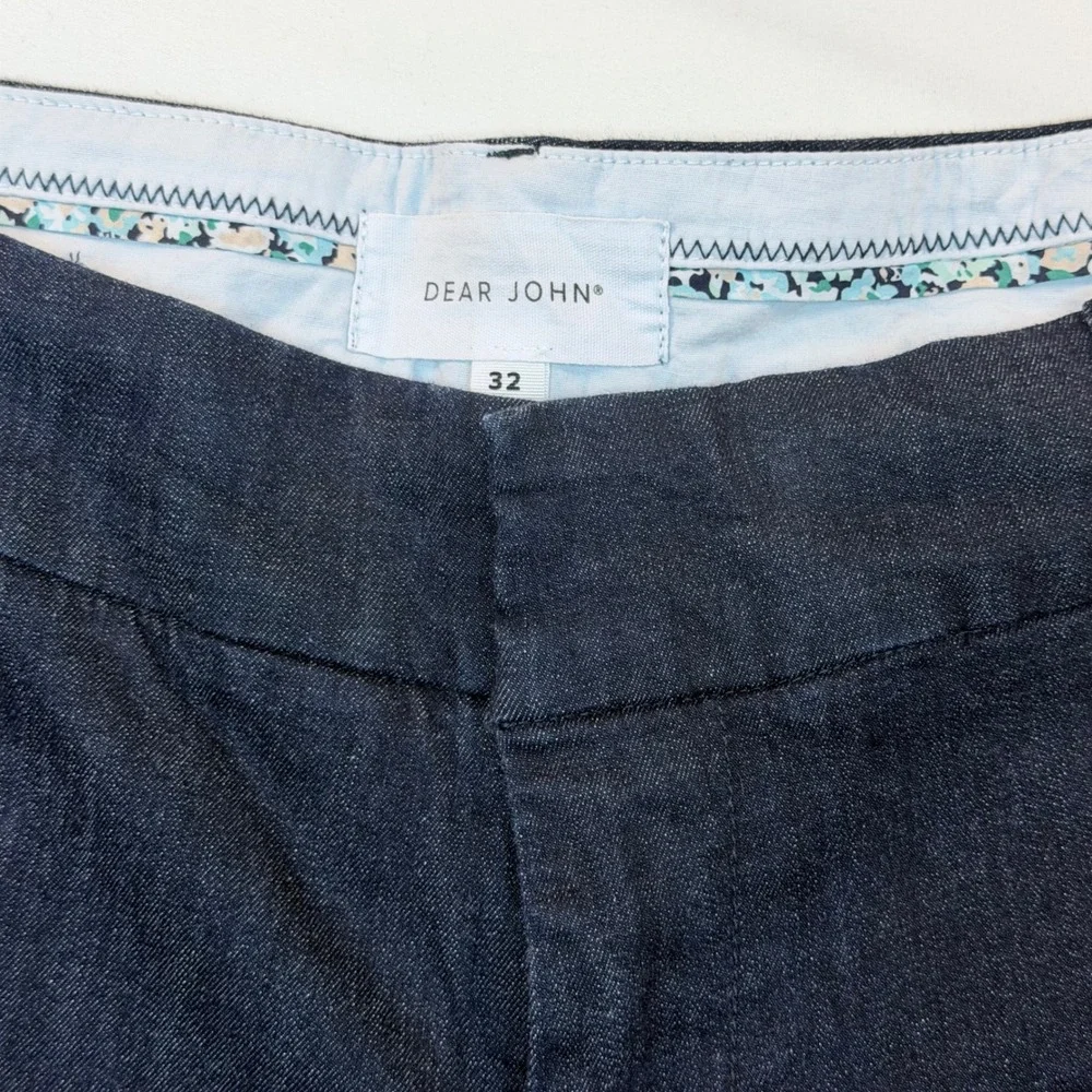 Dear‎ John Hampton Shorts Womens 32 Blue Denim Look Cuffed Stretch Casual